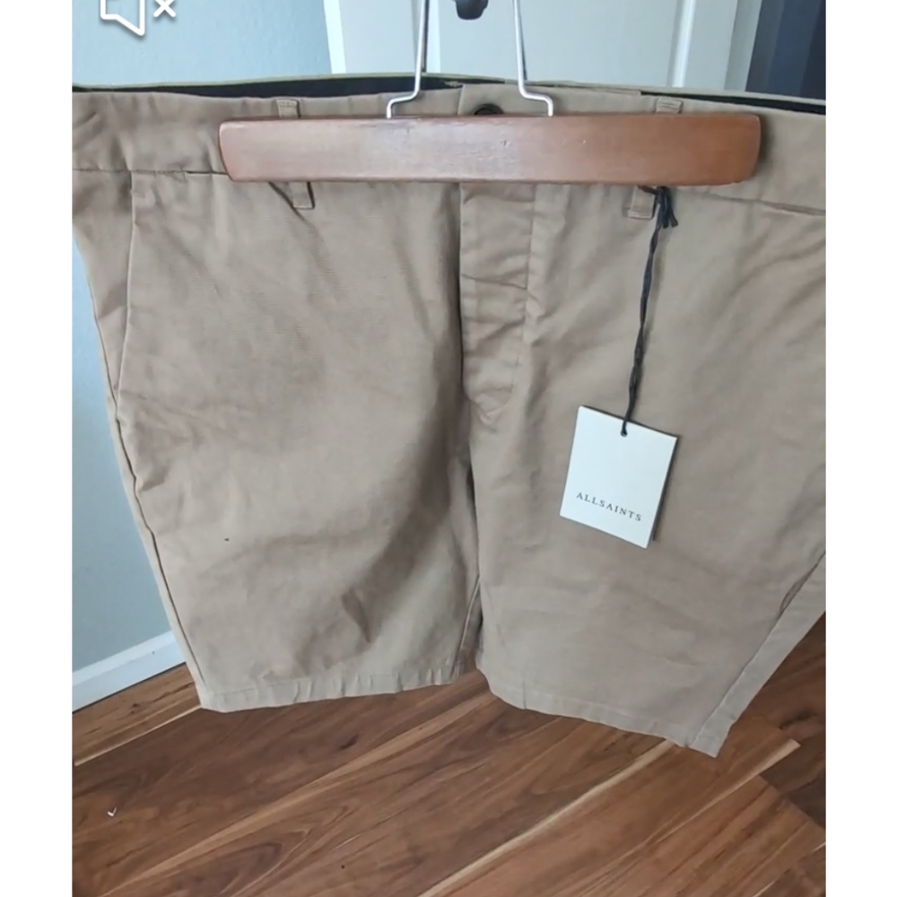 AllSaints Neiva 98% Organic Cotton Flat Front Stretch Twill Shorts Size …